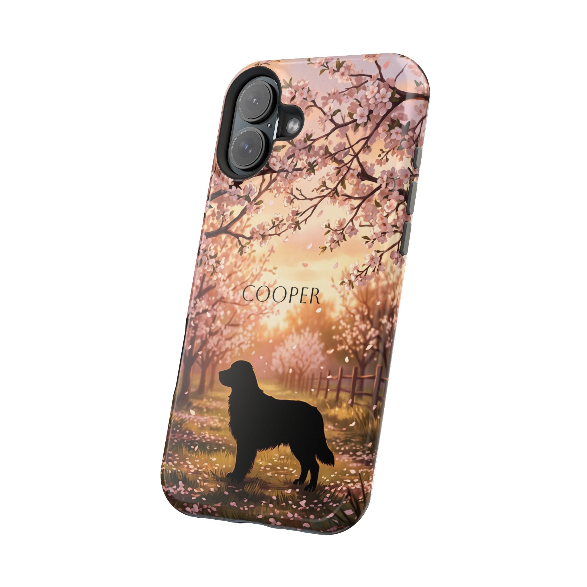 Personalized Golden Retriever Autumn Forest Phone Case — Wireless Charging Cover