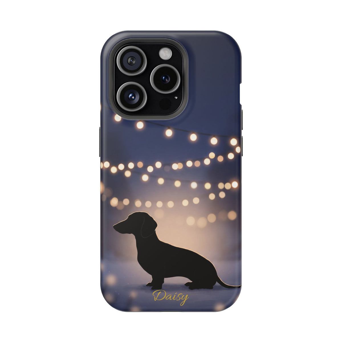 Personalized Dachshund Fairy Lights Phone Case — Wireless Charging Cover