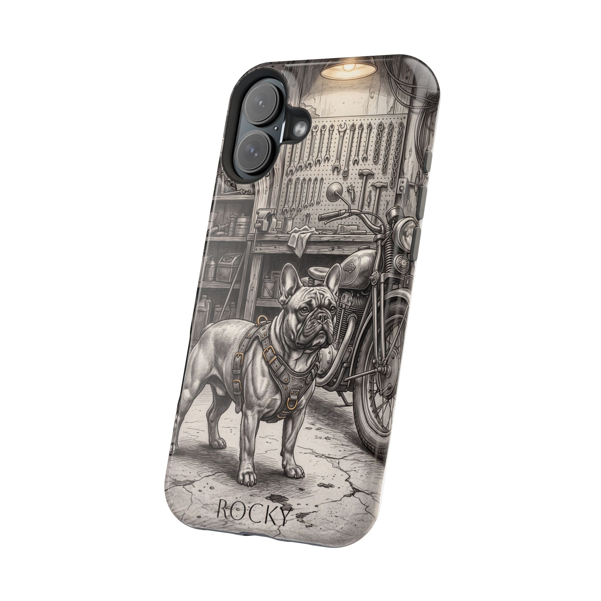 Personalized French Bulldog Vintage Street Phone Case — Wireless Charging Cover