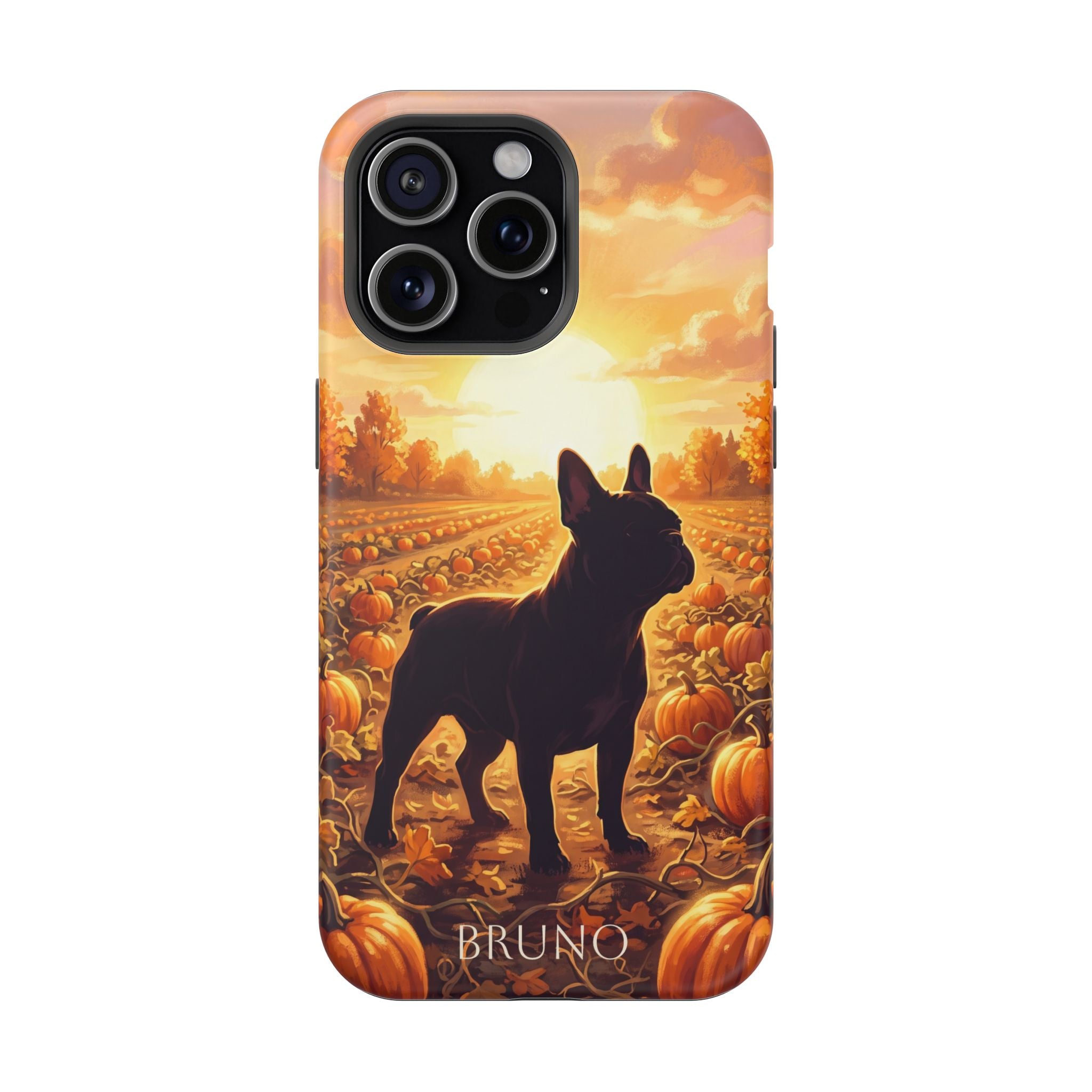 Personalized French Bulldog Pumpkin Patch Phone Case — Wireless Charging Cover
