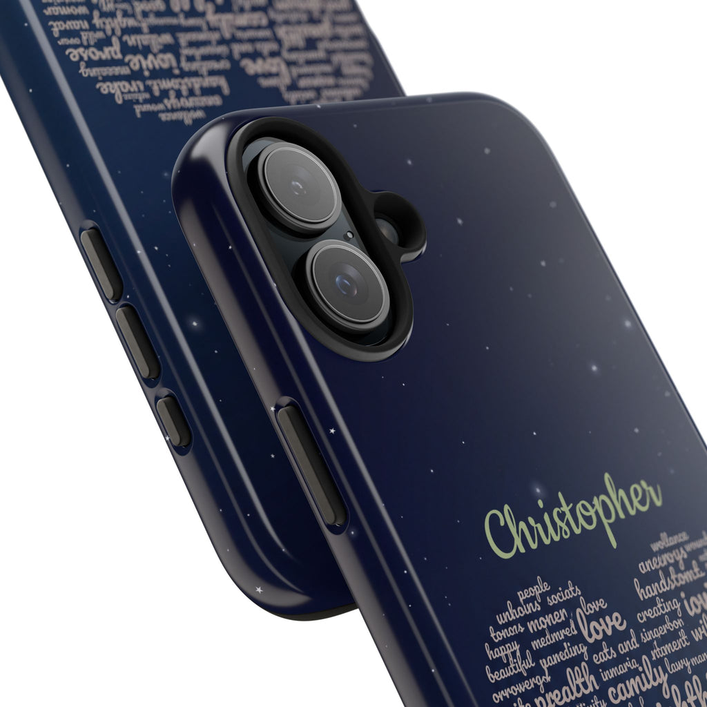 Personalized Teacher Heart Word Cloud Phone Case — Custom Name Starry Design
