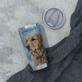 Golden Retriever Tumbler Personalized – 20 oz Stainless Steel Travel Mug with Custom Name, Icy Winter Design