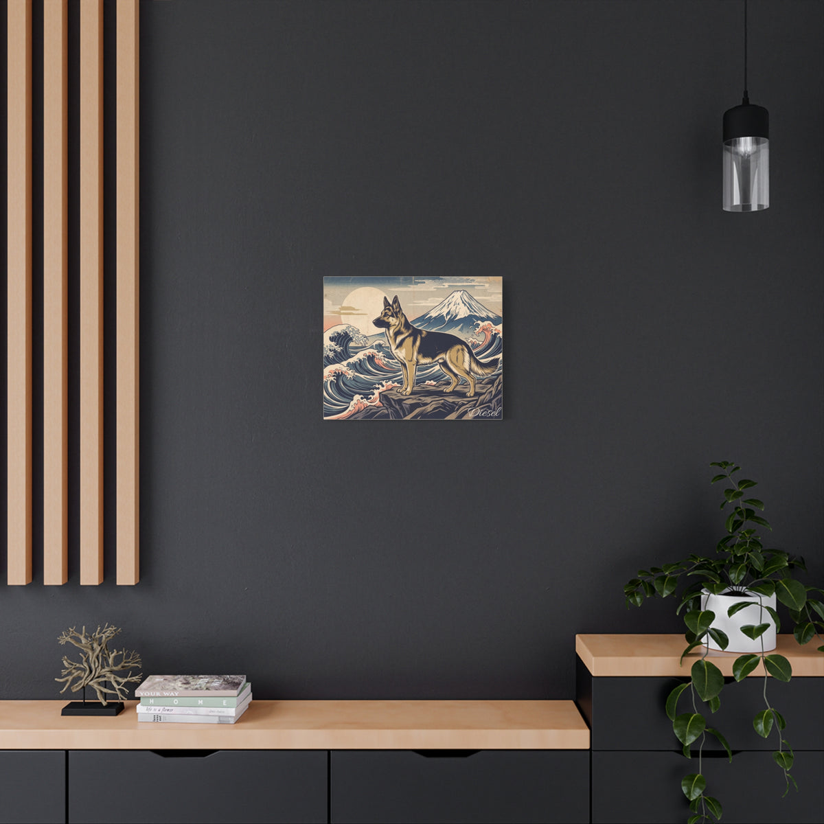 German Shepherd Personalized Canvas | Japanese Great Wave Ukiyo-e Wall Art