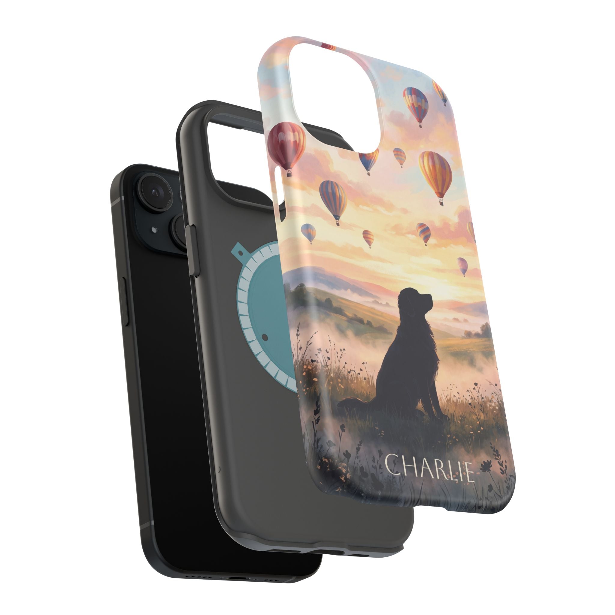 Personalized Golden Retriever Hot Air Balloon Phone Case — Wireless Charging Cover