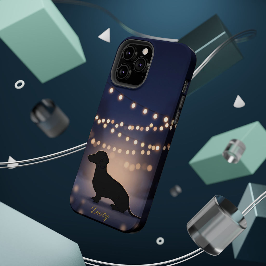 Personalized Dachshund Fairy Lights Phone Case — Wireless Charging Cover