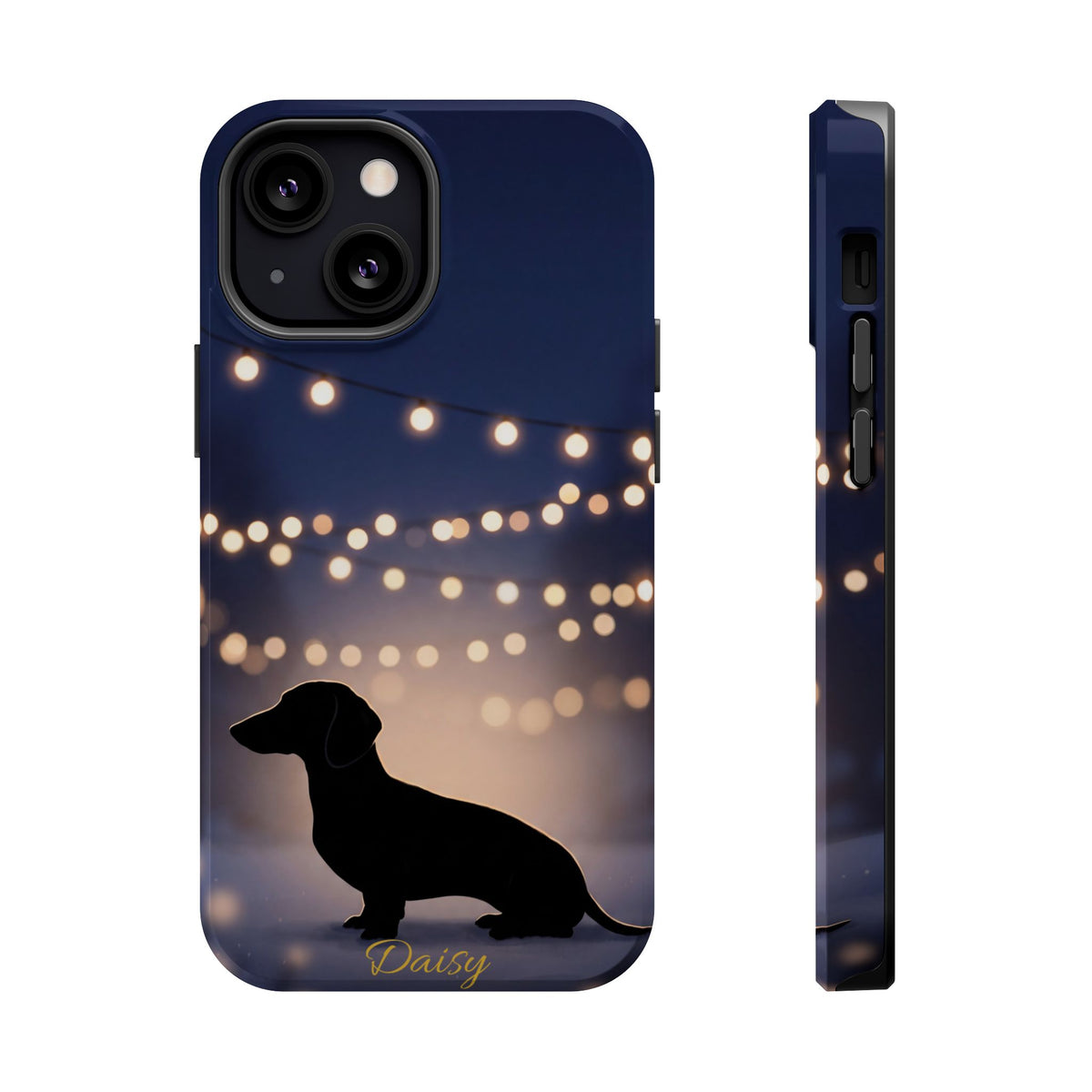 Personalized Dachshund Fairy Lights Phone Case — Wireless Charging Cover