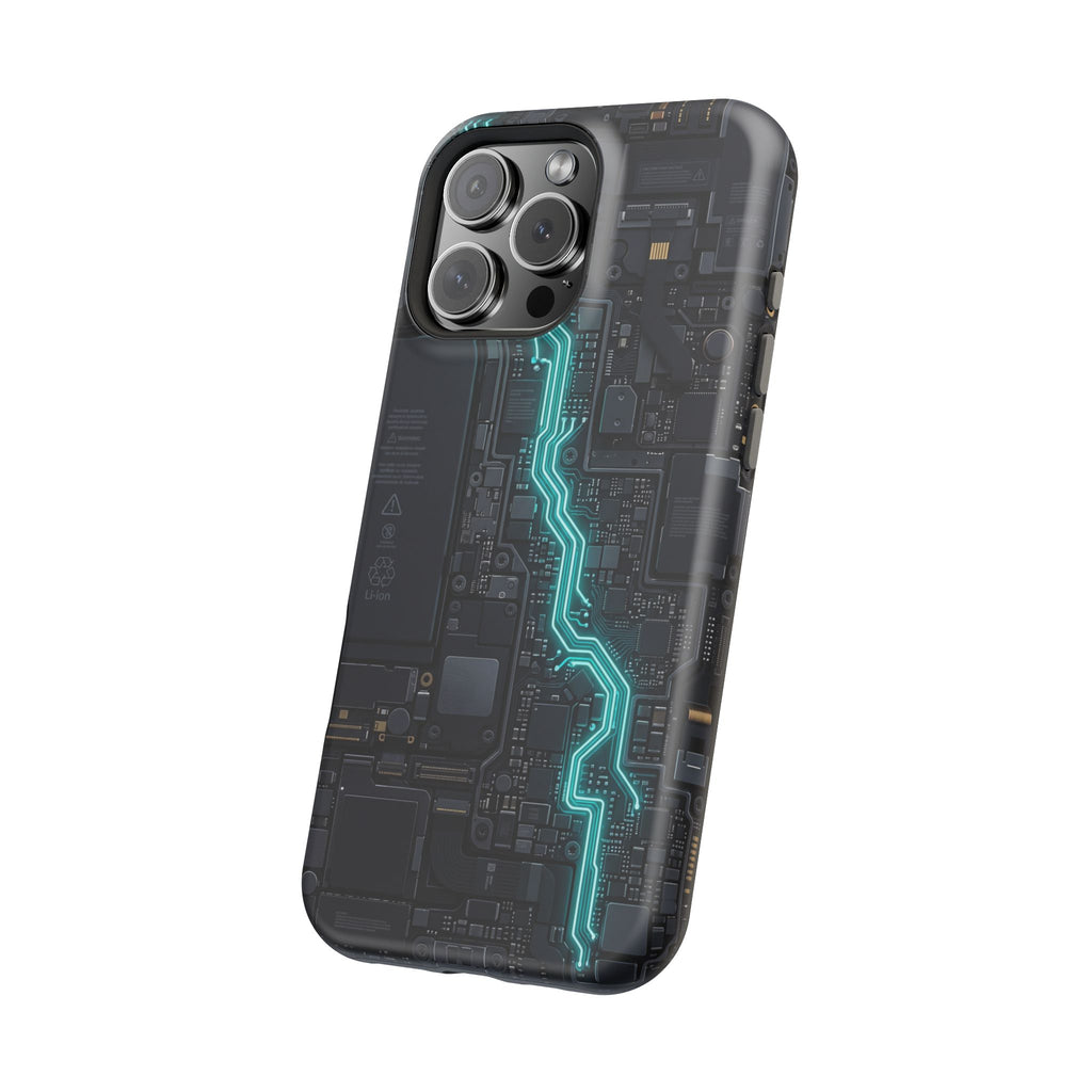 Cyan Bolt Electrician Phone Case — Electric Circuit Wireless Charging Cover