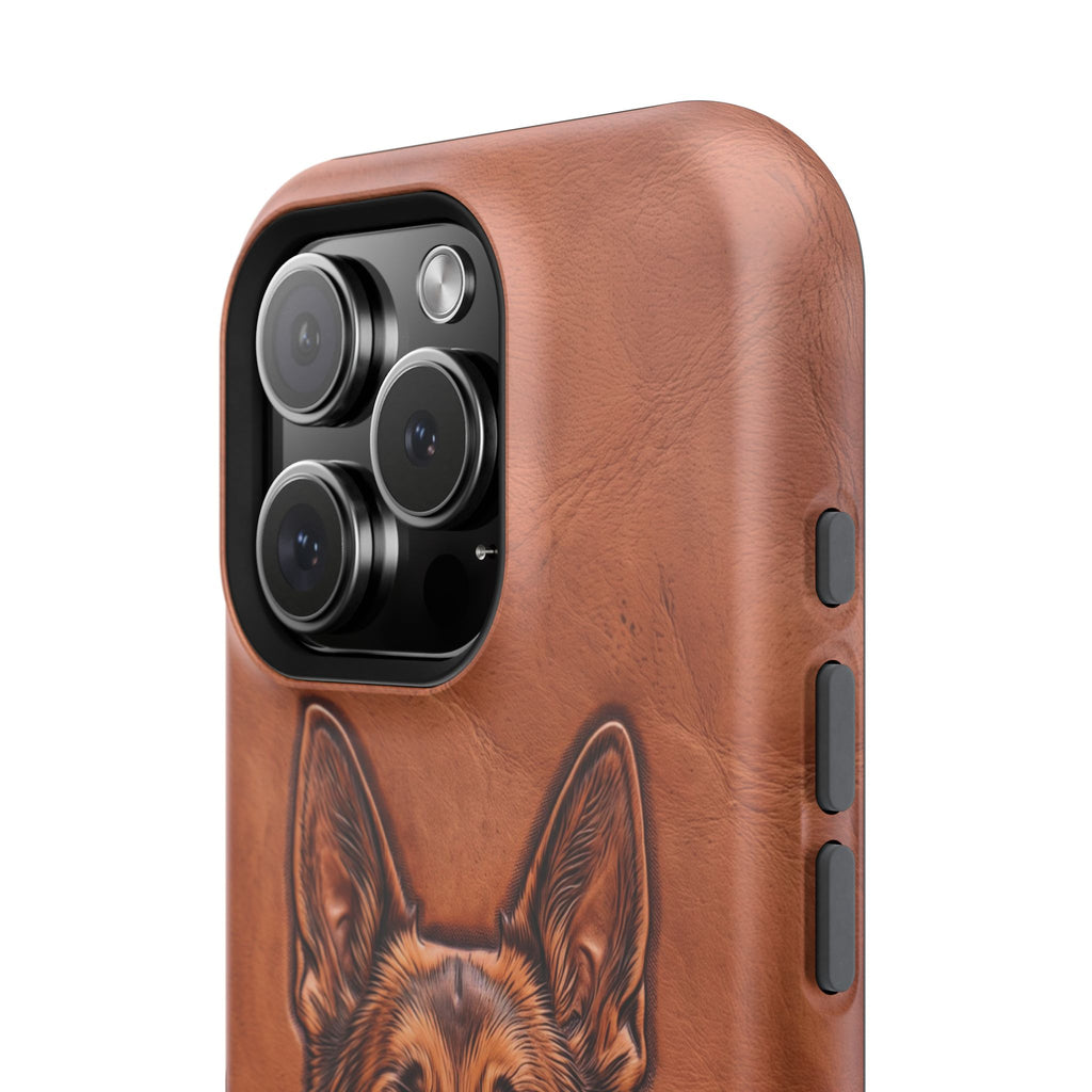German Shepherd Phone Case | Western Tooled Art — Tough Magnetic Case with Wireless Charging