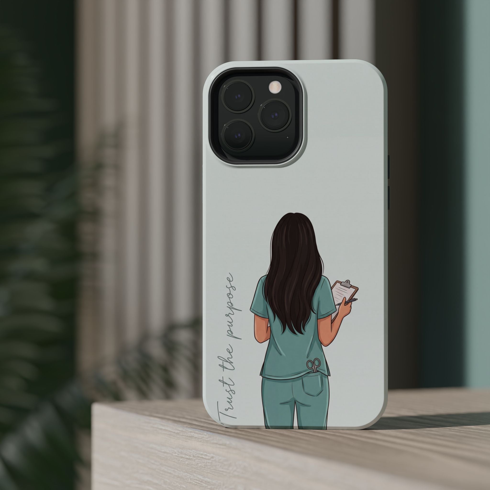 Nurse Illustration Phone Case — Impact-Resistant Wireless Charging Cover