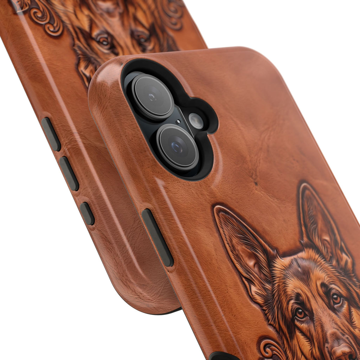 German Shepherd Phone Case | Western Tooled Art — Tough Magnetic Case with Wireless Charging