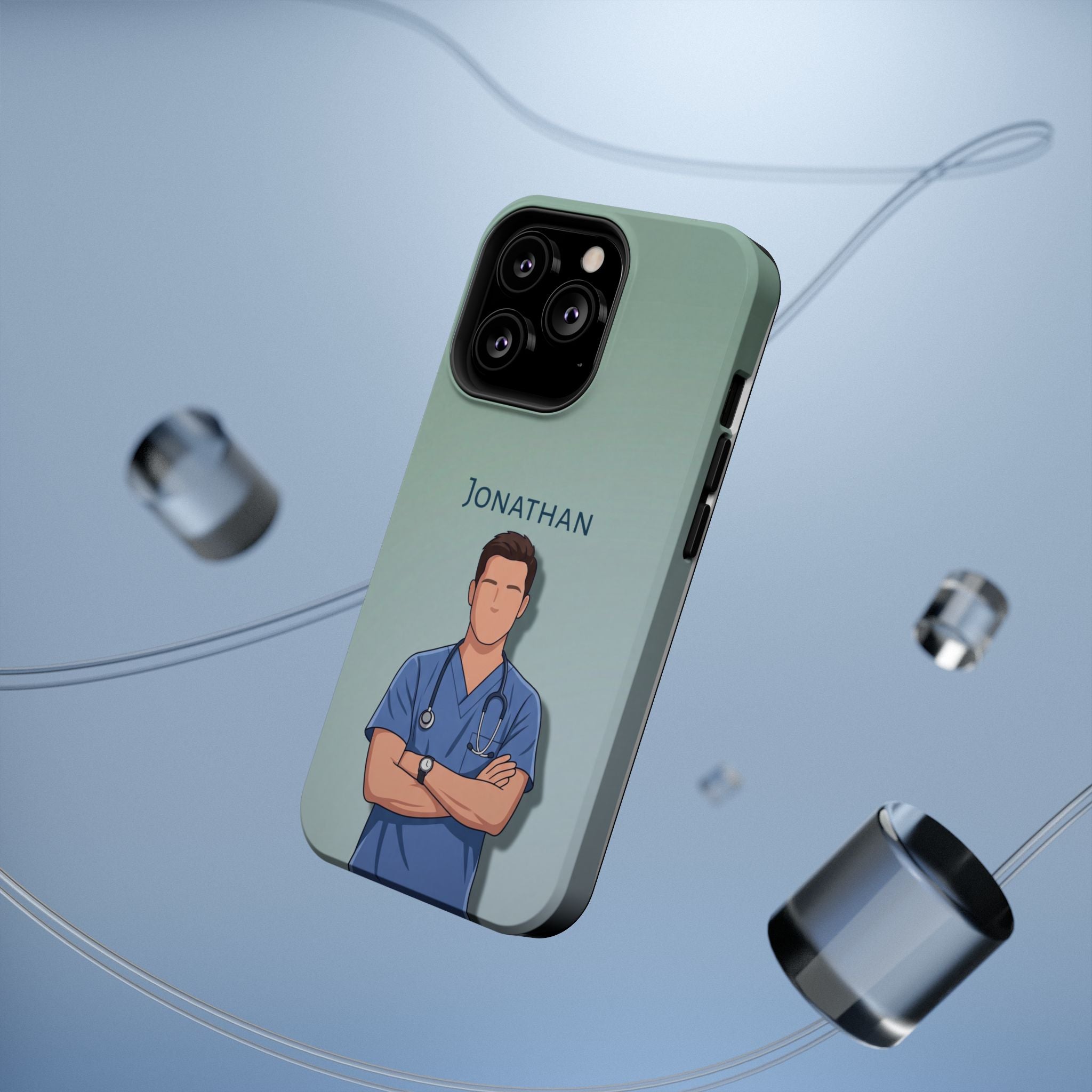 Personalized Nurse Portrait Phone Case — Impact-Resistant Wireless Charging Cover