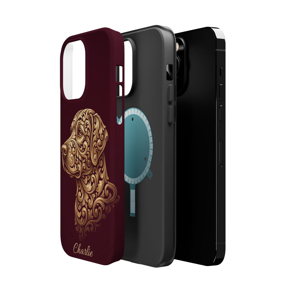 Personalized Gold Filigree Labrador Phone Case — Tough Magnetic Case with Wireless Charging