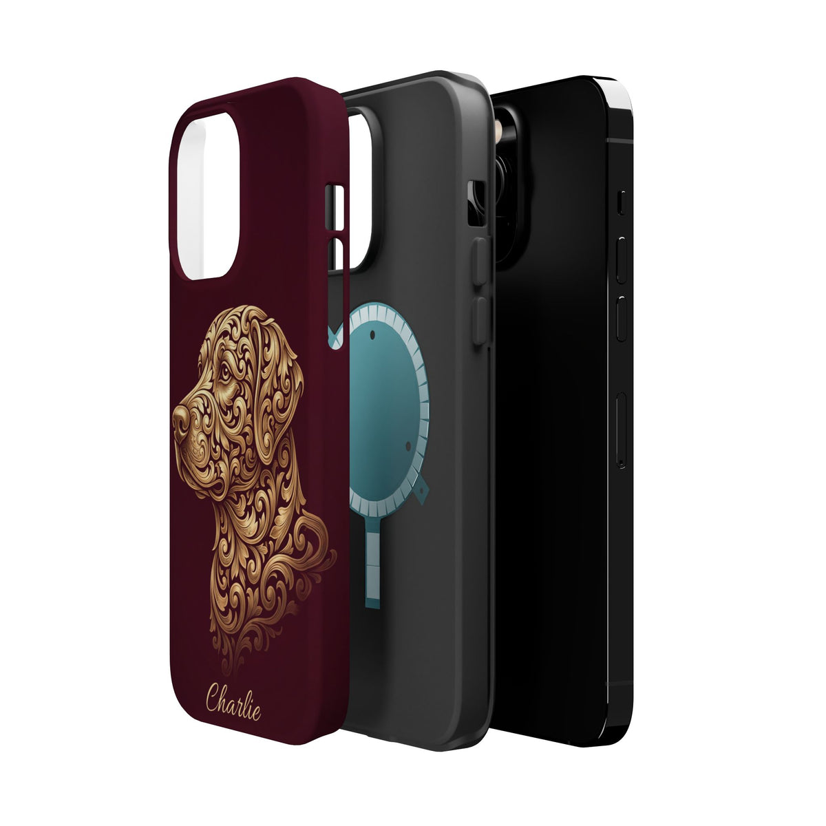 Personalized Gold Filigree Labrador Phone Case — Tough Magnetic Case with Wireless Charging