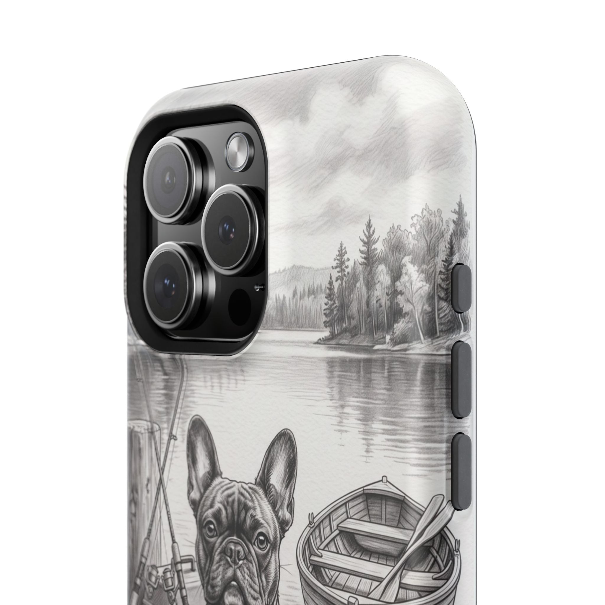 Personalized French Bulldog Lakeside Dock Phone Case — Wireless Charging Cover
