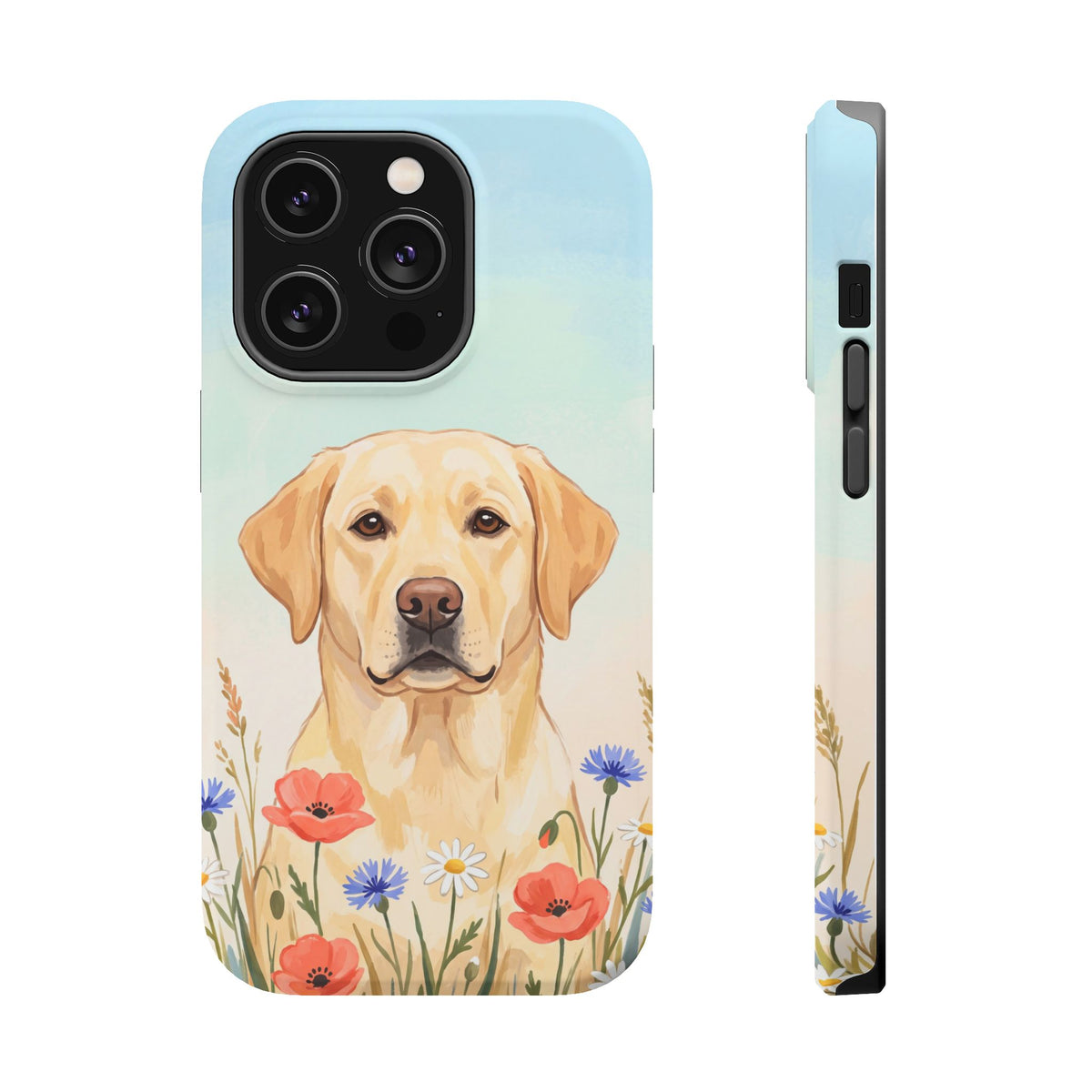 Labrador Wildflower Painting Phone Case — Tough Magnetic Case with Wireless Charging