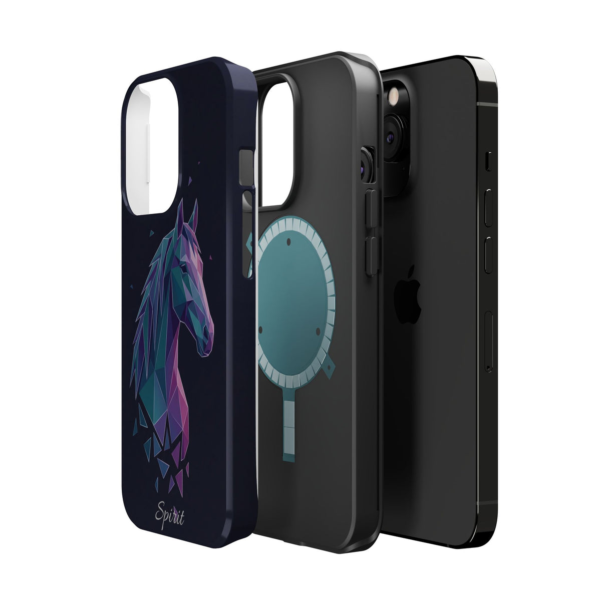 Personalized Geometric Horse Phone Case — Tough Magnetic Case with Wireless Charging