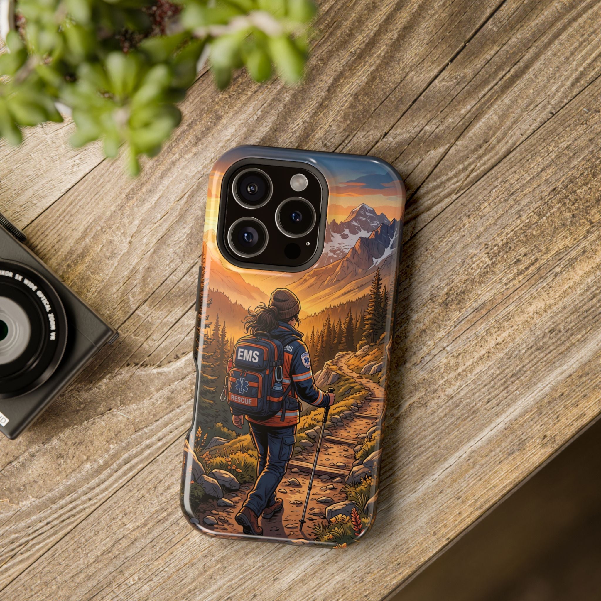 Paramedic/EMT Mountain Phone Case — Magnetic Wireless Charging Cover