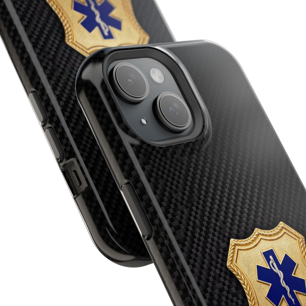 Gold Paramedic Badge Black Phone Case — Magnetic Wireless Charging Cover