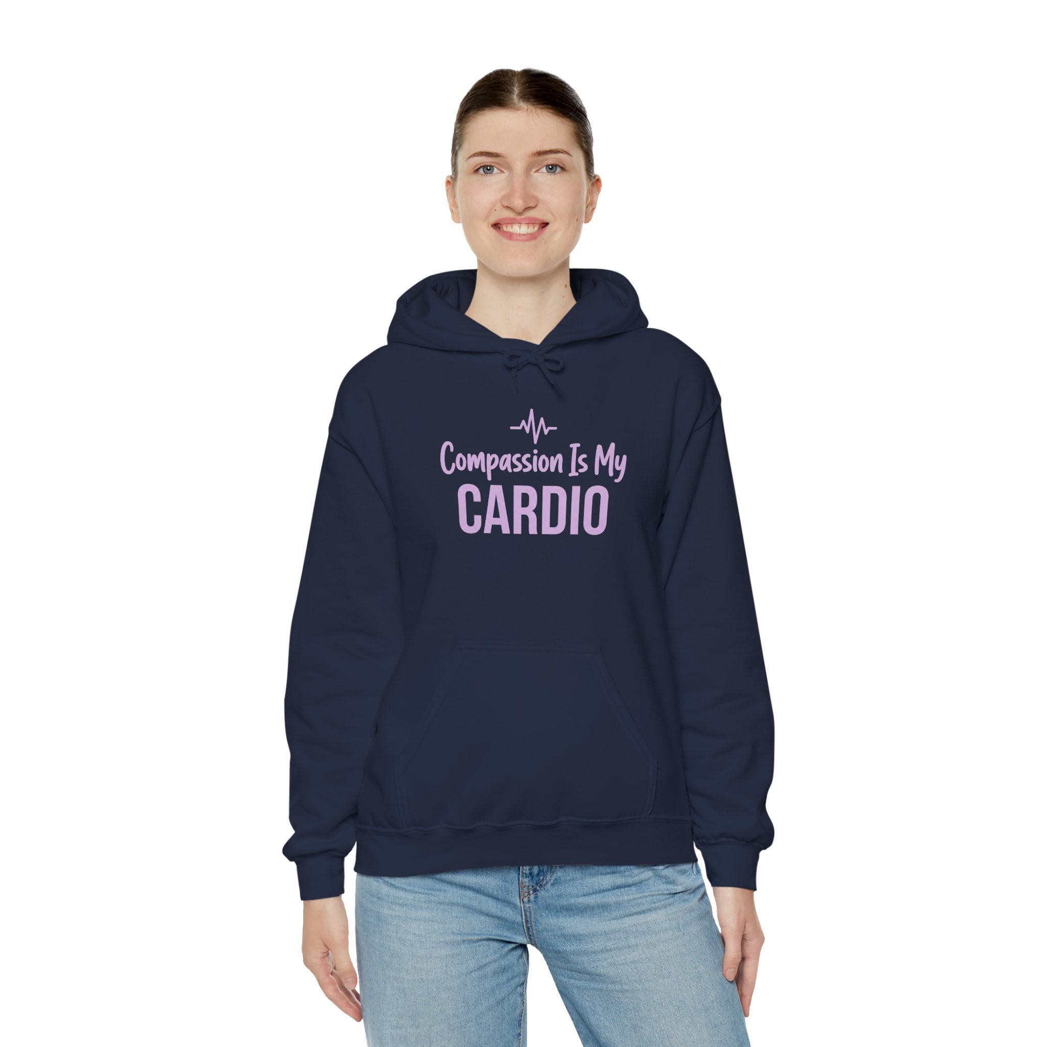 Compassion Is My Cardio Hoodie — Nurse/Healthcare Worker Graphic Pullover