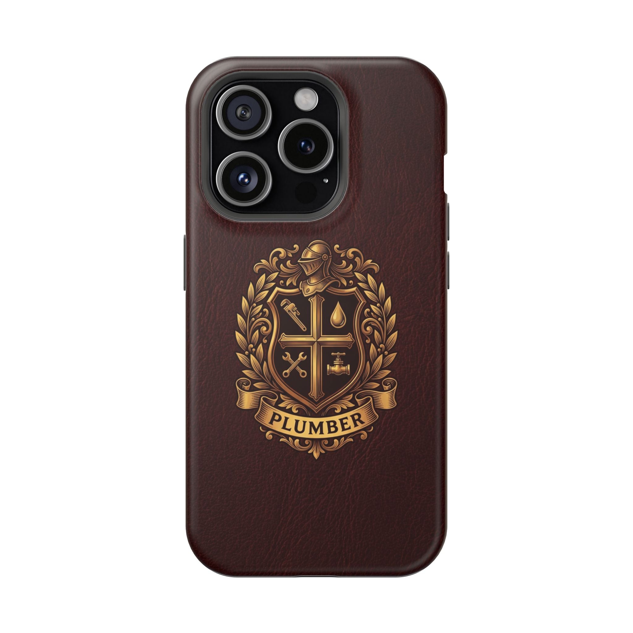 Plumber Crest Phone Case — Heraldic Shield Design Wireless Charging Cover