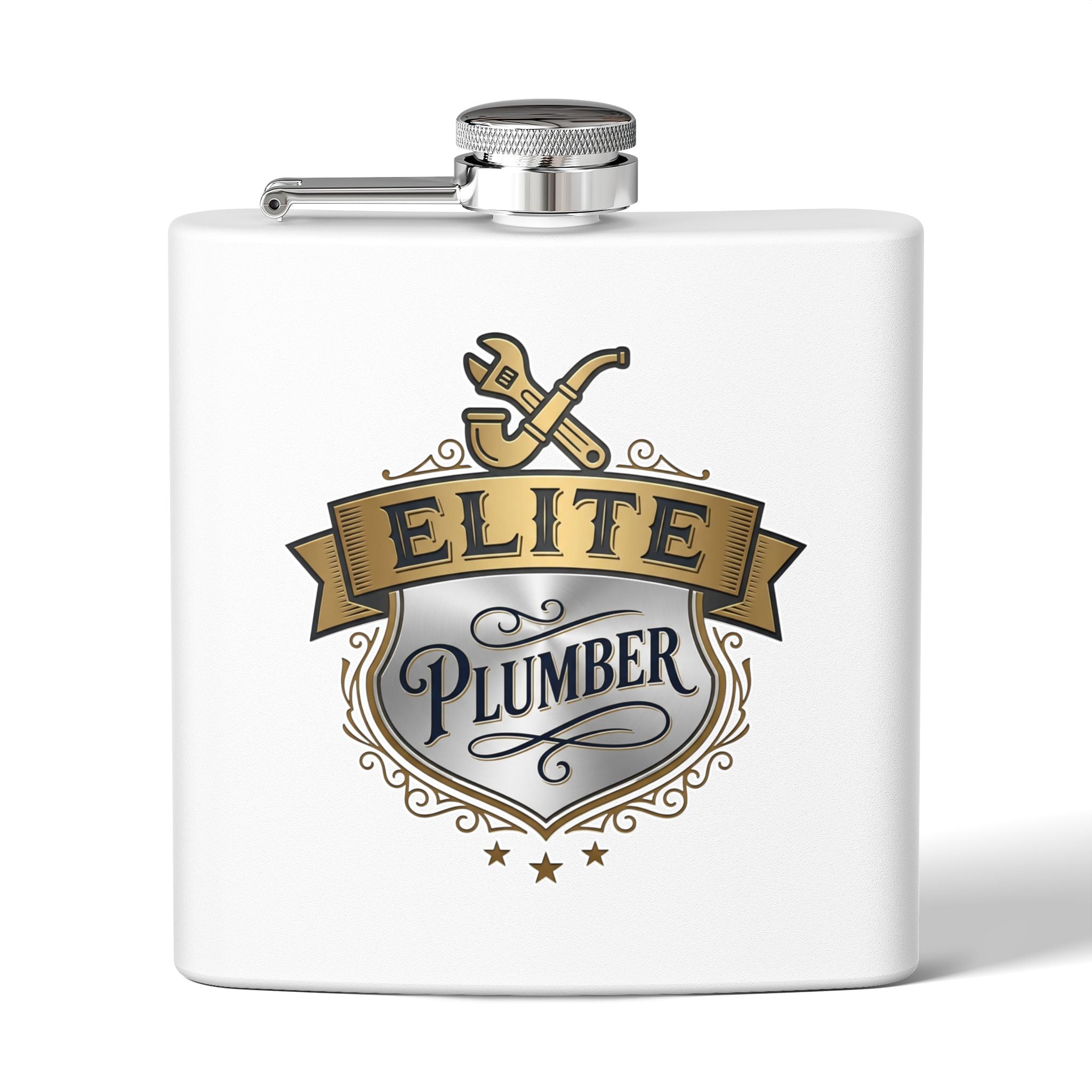 Flask — "Elite Plumber" 6oz Stainless Steel Hip Flask