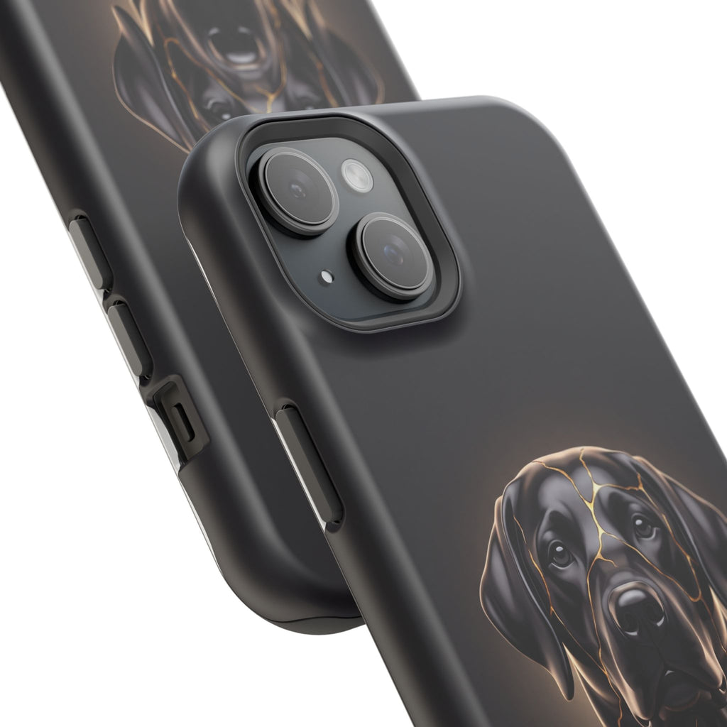 Personalized Obsidian Kintsugi Labrador Phone Case — Tough Magnetic Case with Wireless Charging
