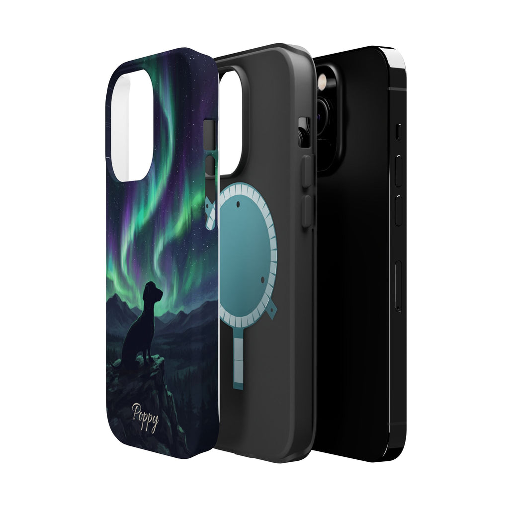 Personalized Dachshund Northern Lights Phone Case — Wireless Charging Cover