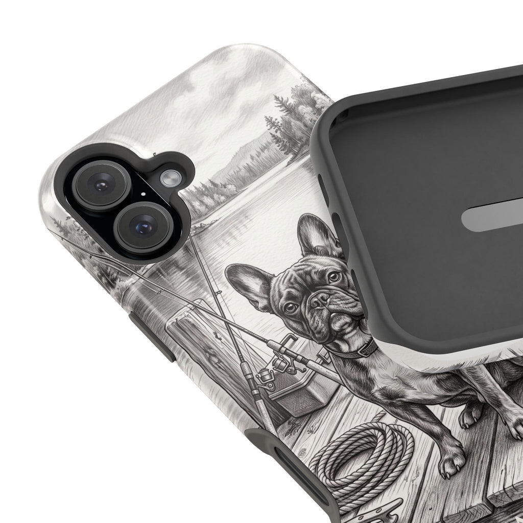 Personalized French Bulldog Lakeside Dock Phone Case — Wireless Charging Cover