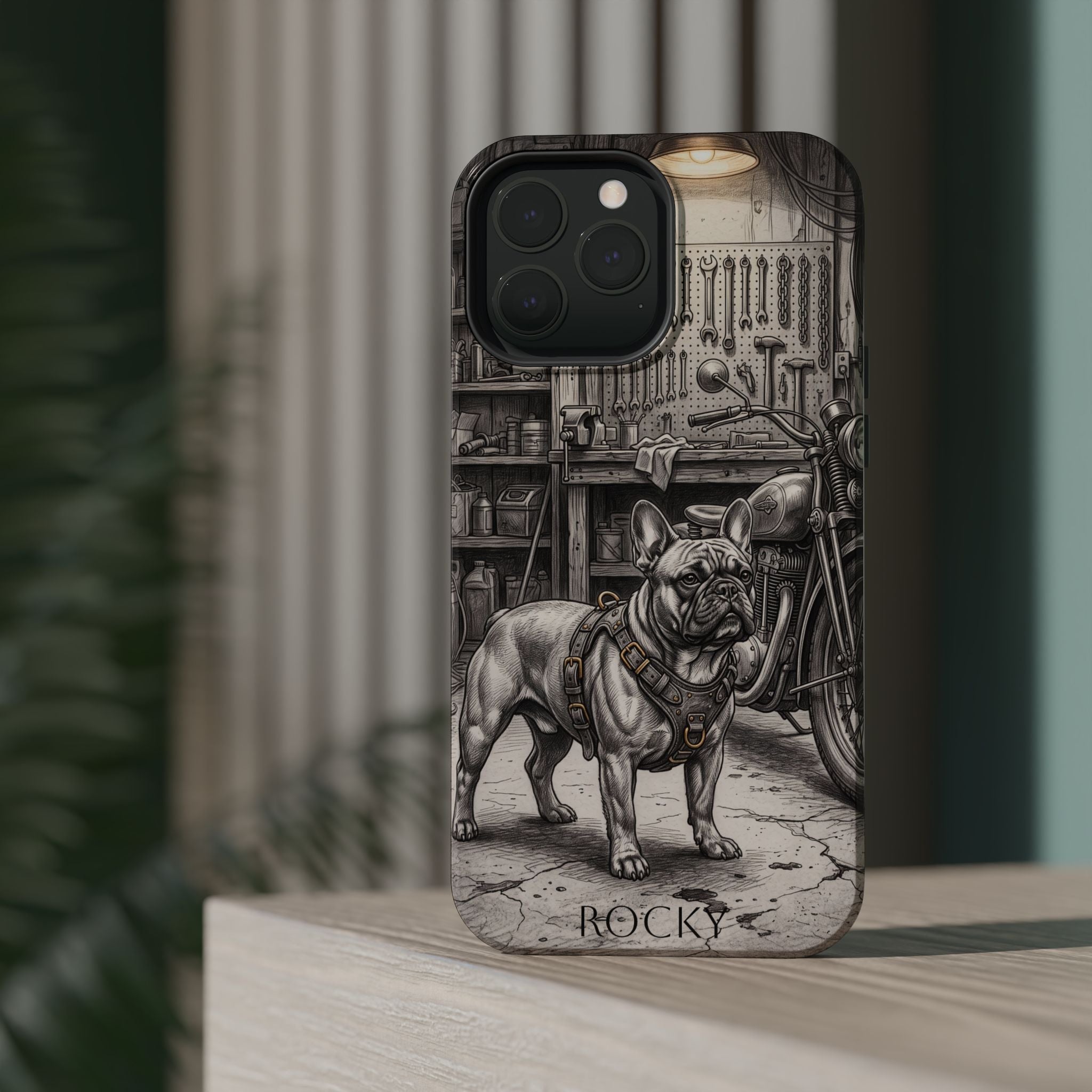 Personalized French Bulldog Vintage Street Phone Case — Wireless Charging Cover
