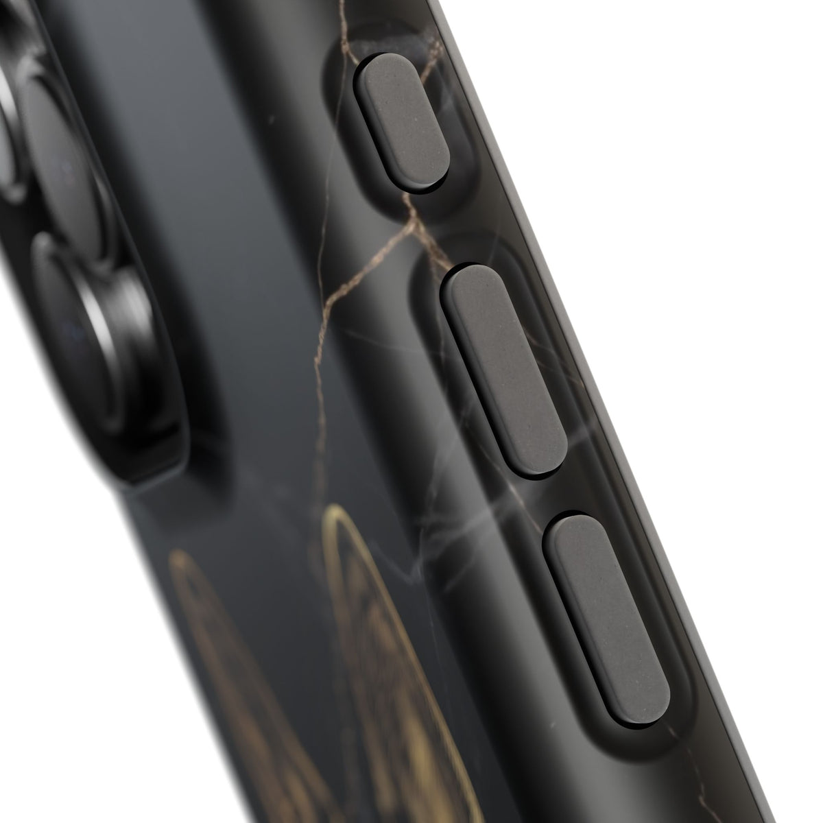 German Shepherd Phone Case | Black Marble Gold Sketch Art — Tough Magnetic Case with Wireless Charging