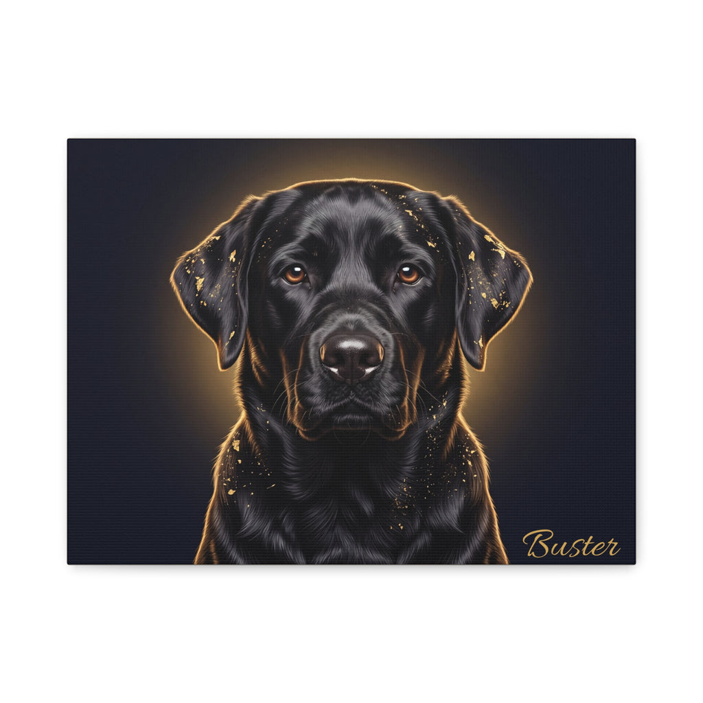 Black Labrador Personalized Canvas | Golden Glow Wall Art