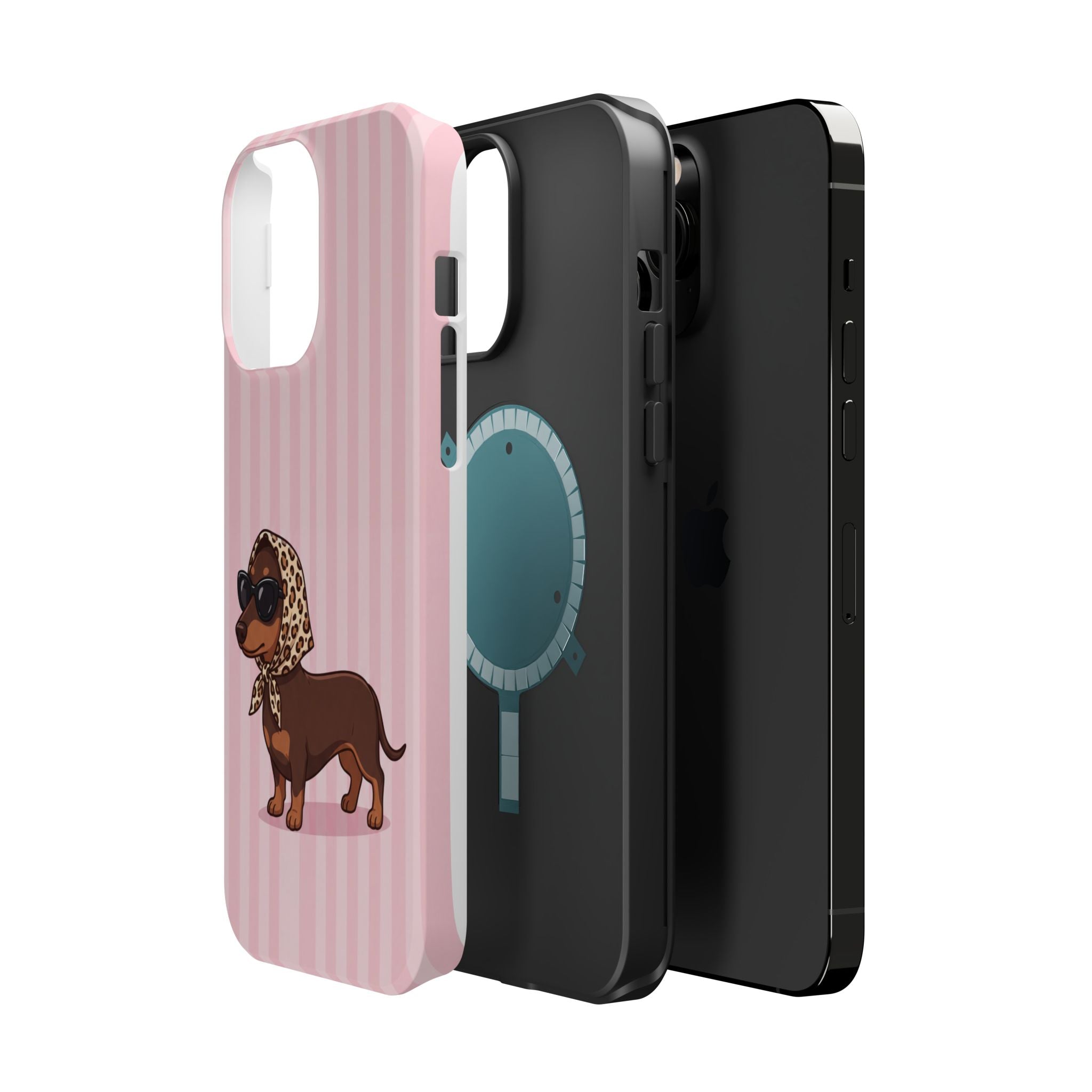 Preppy Dachshund Phone Case — Impact-Resistant Wireless Charging Cover