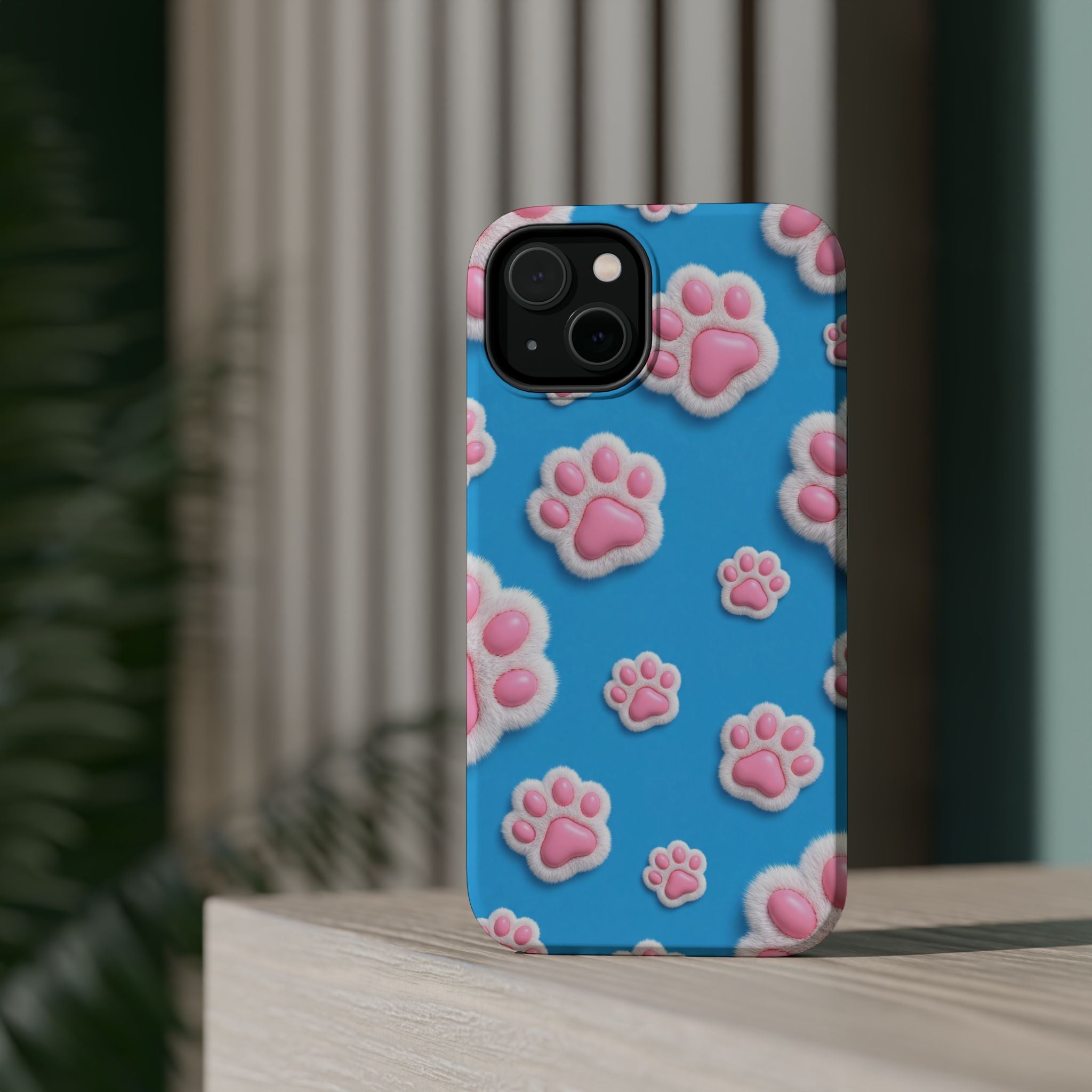 Fluffy Paw Print Phone Case | Cute 3D Pink Paw Pattern Case for Dog & Cat Lovers | iPhone & Samsung