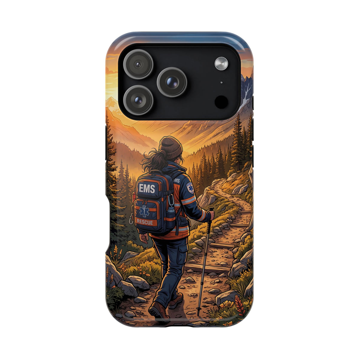Paramedic/EMT Mountain Phone Case — Magnetic Wireless Charging Cover