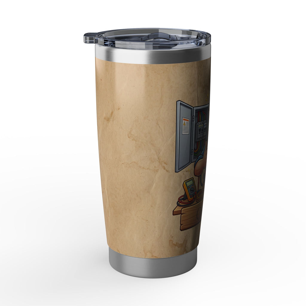 Personalized Electrician Mascot Tumbler – Custom Name Kraft Paper Design 20 oz
