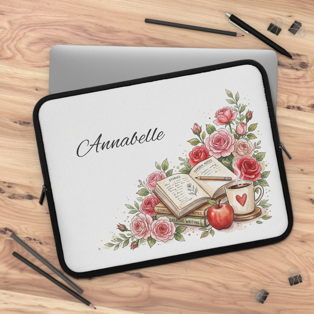 Personalized Teacher Laptop Sleeve | Custom Name Floral Watercolor Laptop Case | Teacher Appreciation Gift