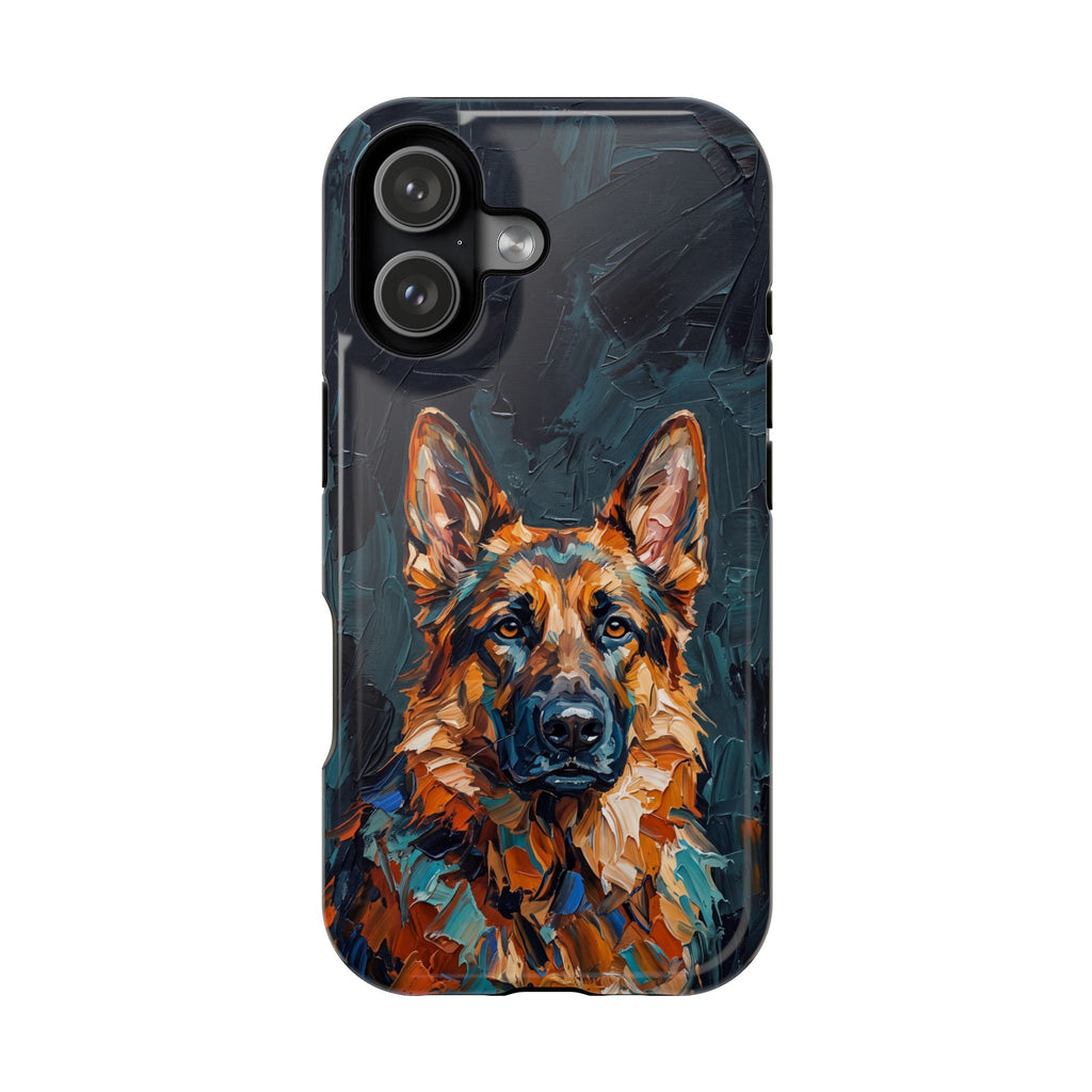 German Shepherd Phone Case | Palette Knife Painting Art — Tough Magnetic Case with Wireless Charging