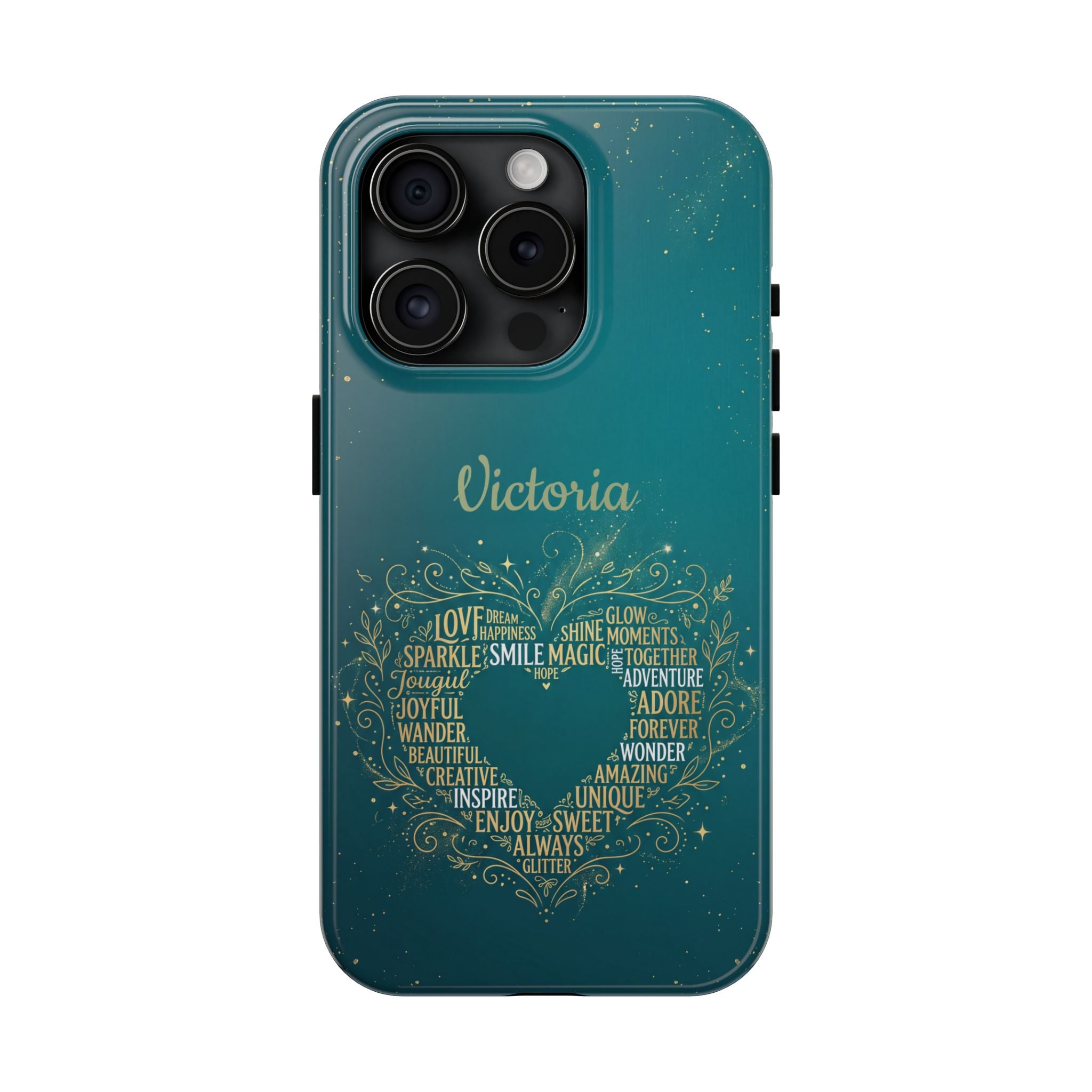 Personalized Teacher Phone Case — Custom Name Heart Word Art Design