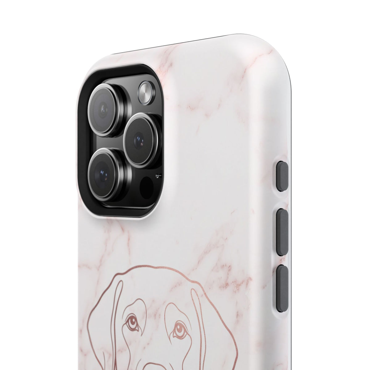Personalized Rose Gold Marble Labrador Phone Case — Tough Magnetic Case with Wireless Charging