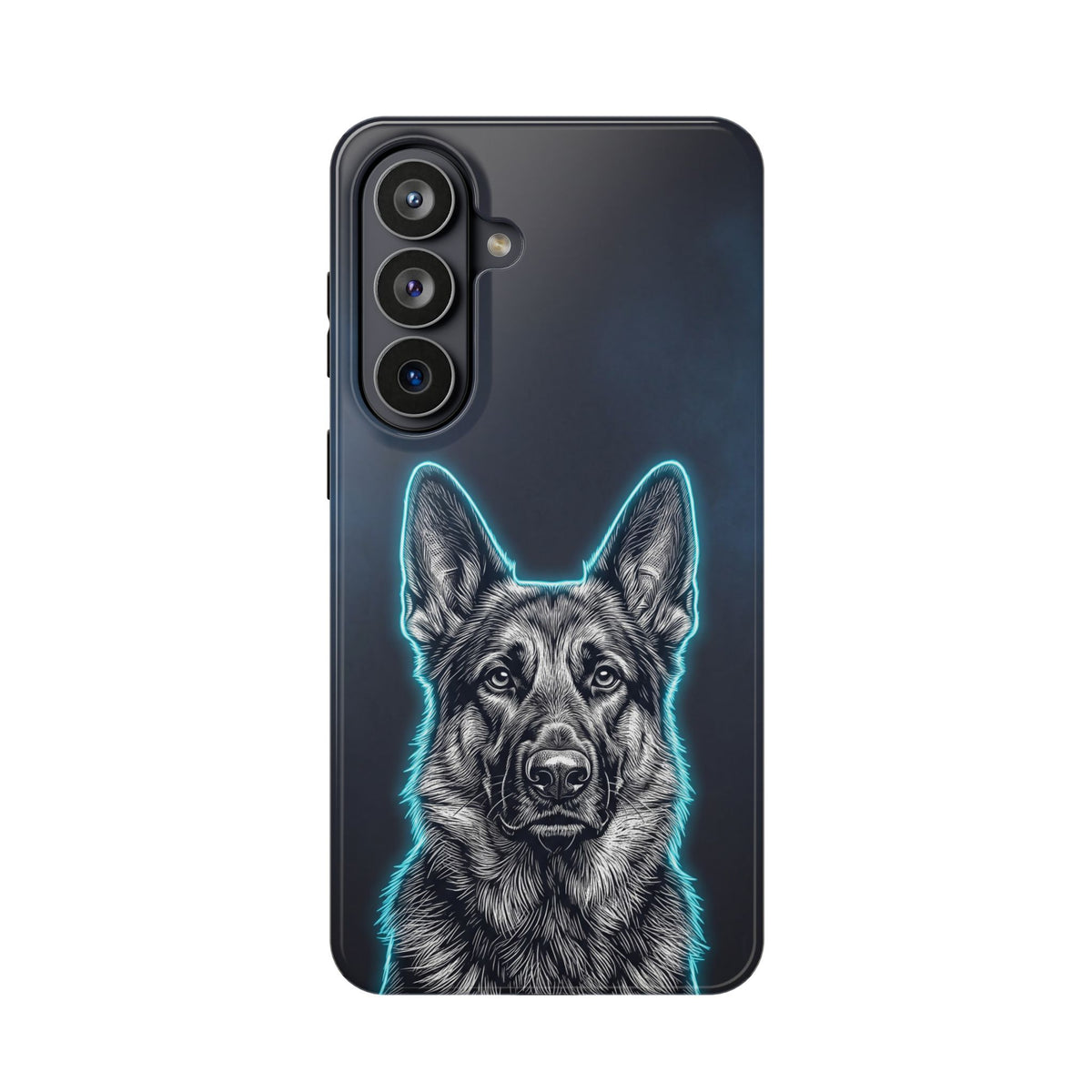 German Shepherd Phone Case | Neon Glow Sketch Art — Tough Magnetic Case with Wireless Charging