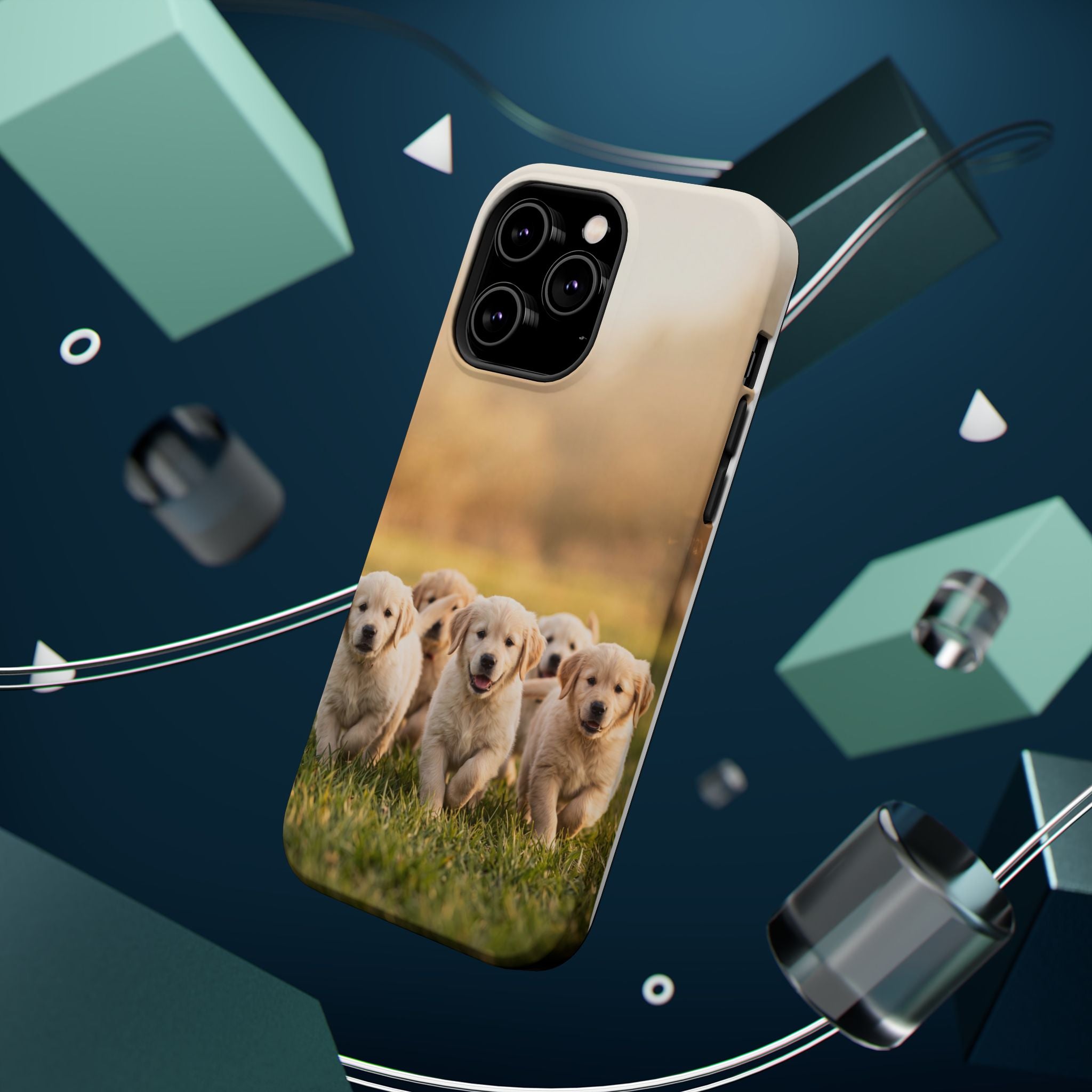 Golden Retriever Puppies Phone Case — Impact-Resistant Wireless Charging Cover