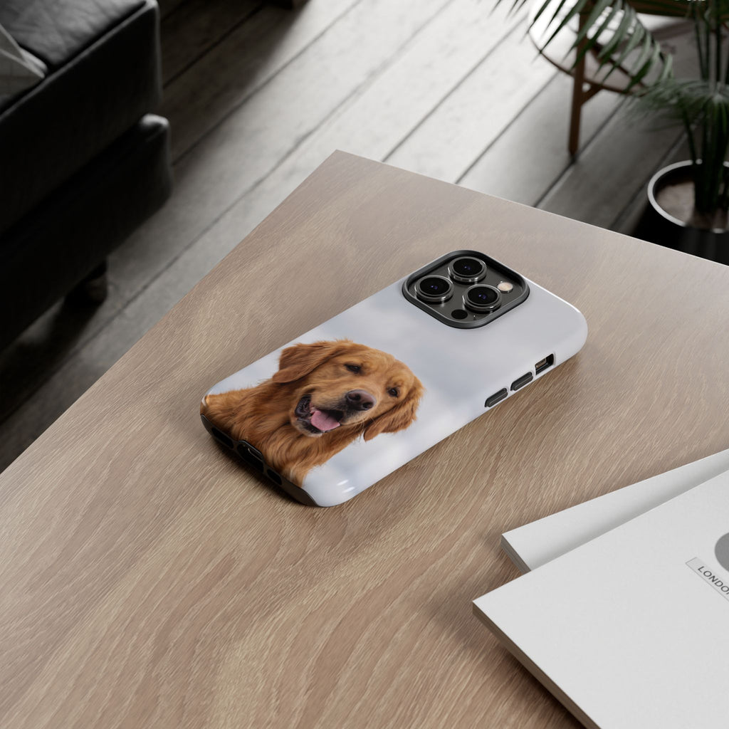 Golden Retriever Portrait Phone Case | Happy Dog Photo on Soft Sky Background | Samsung & iPhone