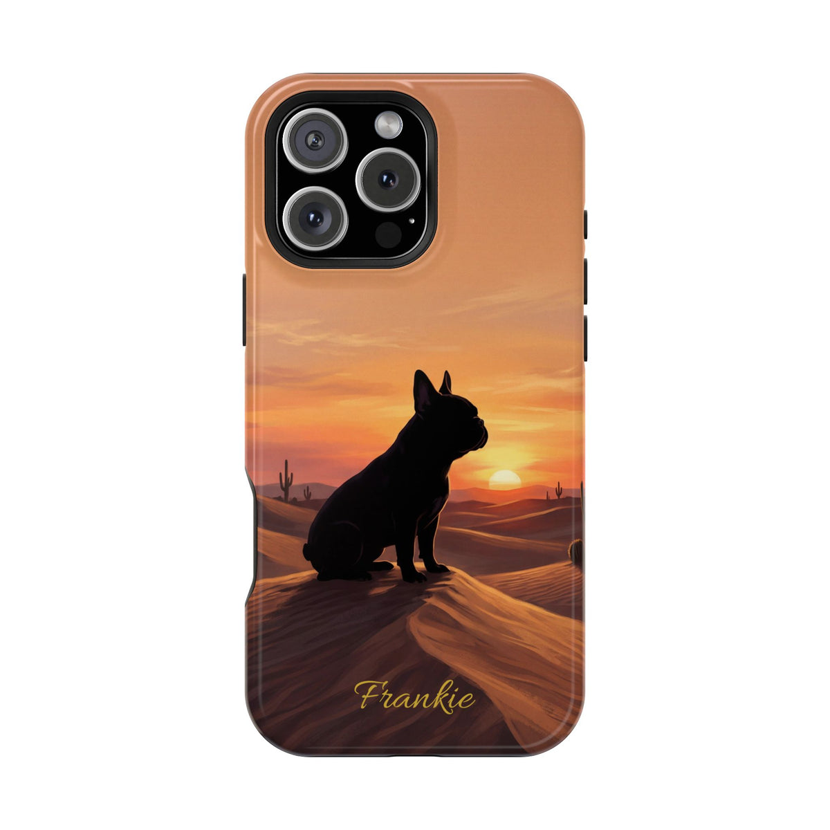 Personalized French Bulldog Desert Sunset Phone Case — Wireless Charging Cover