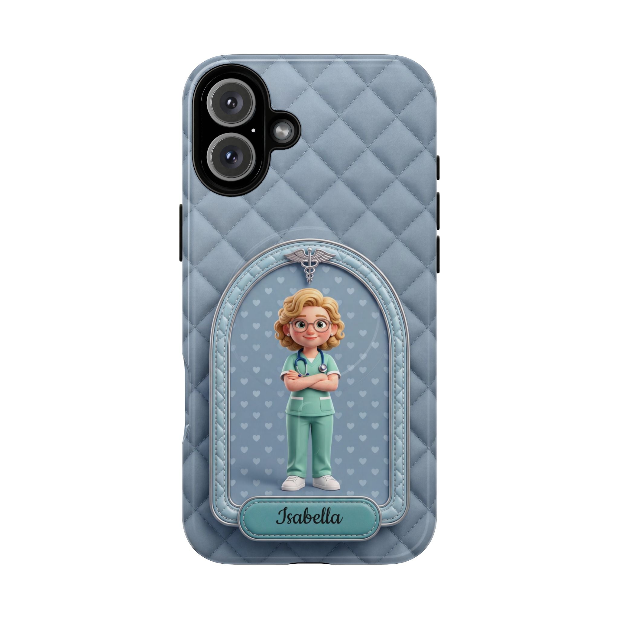 Personalized Nurse Phone Case | Quilted Badge Design, Custom Name iPhone Case