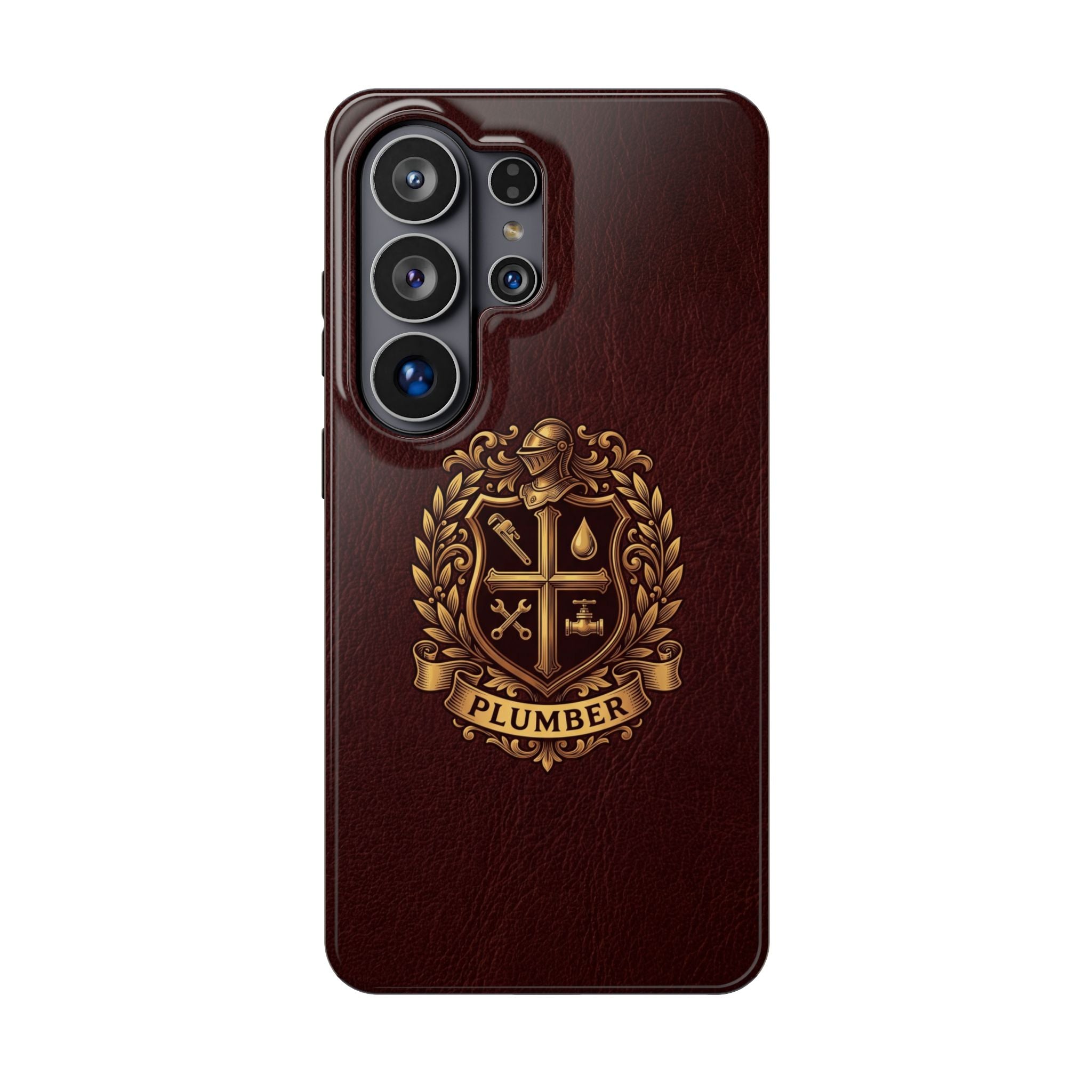 Plumber Crest Phone Case — Heraldic Shield Design Wireless Charging Cover