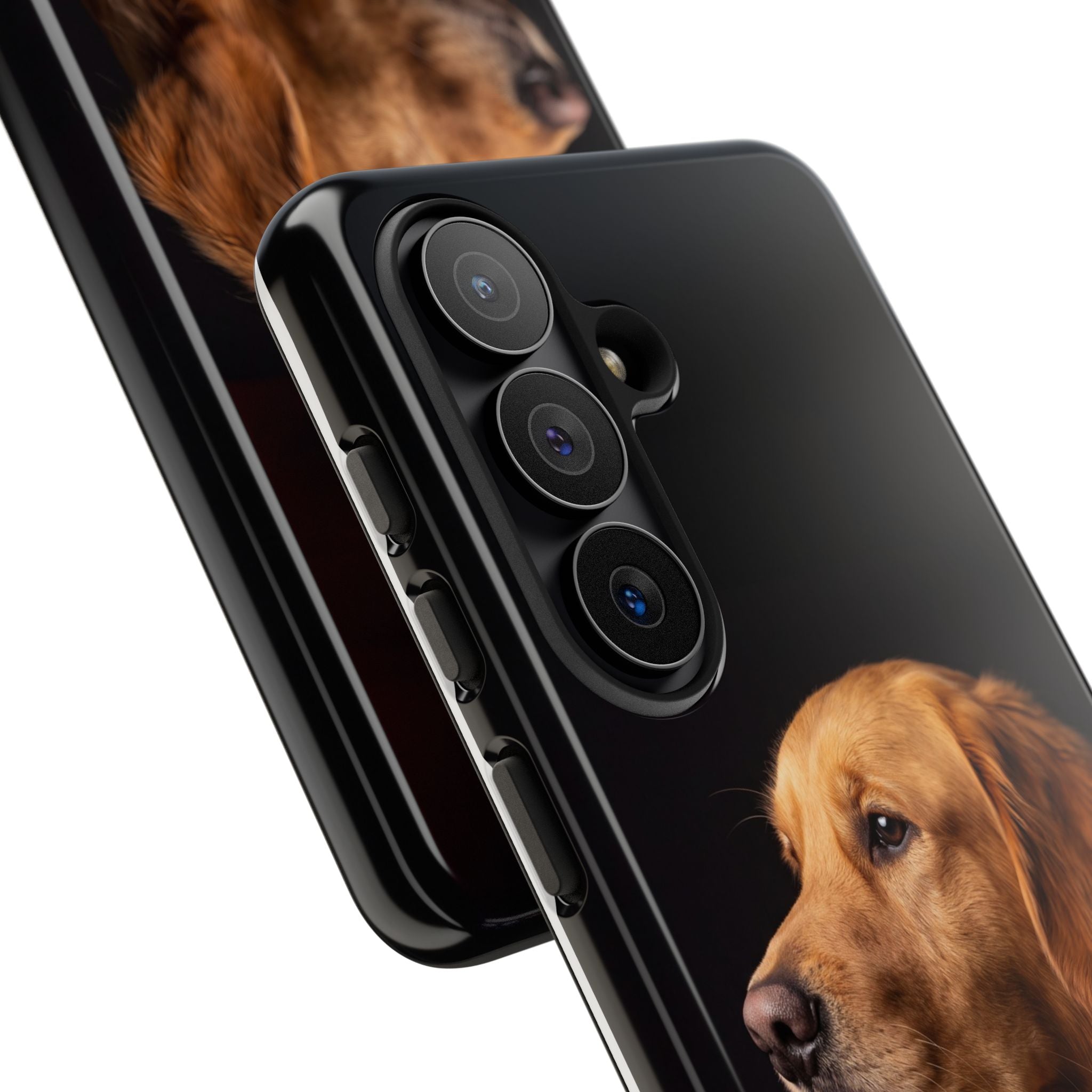 Golden Retriever Portrait Phone Case | Realistic Dog Photo on Black Background | iPhone & Samsung