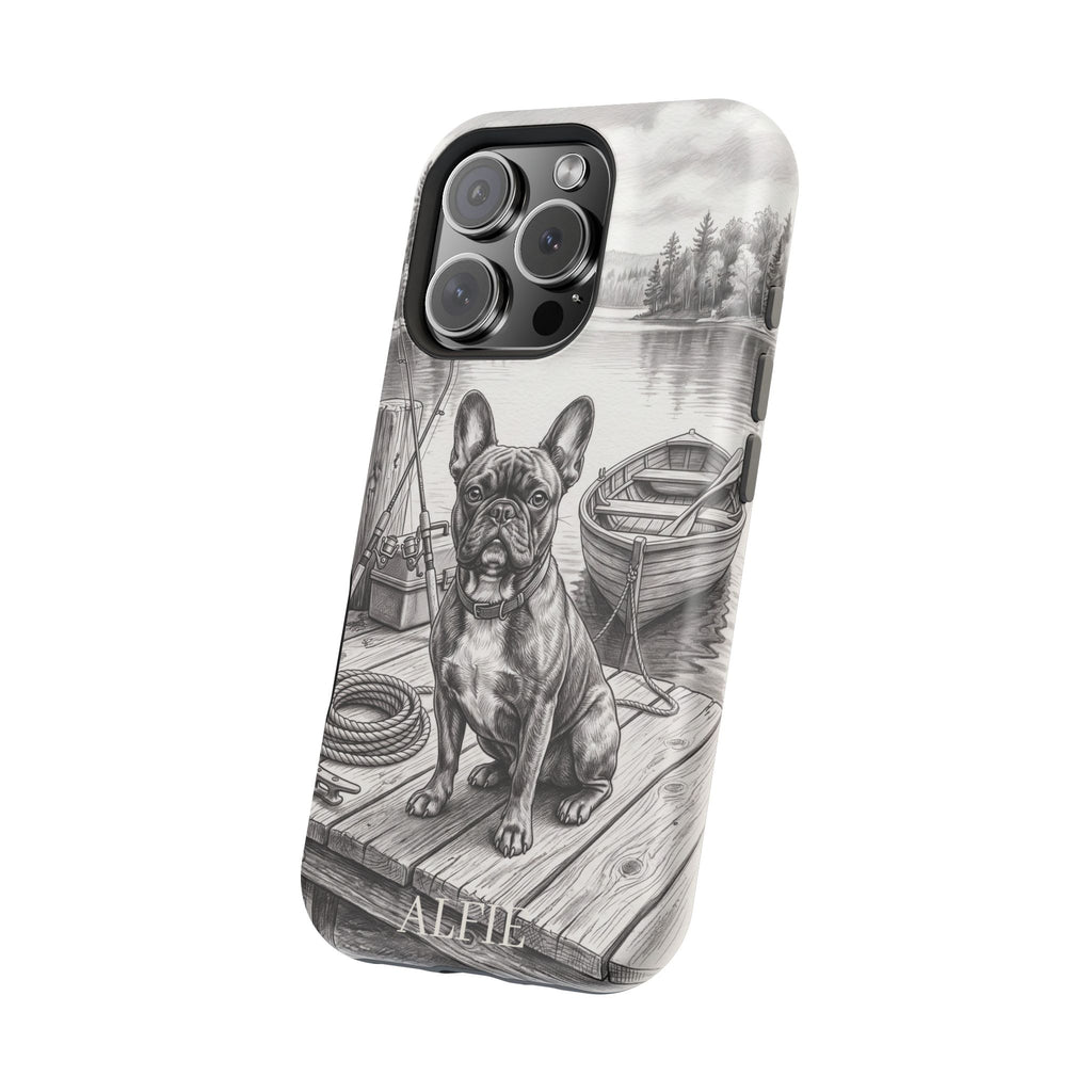Personalized French Bulldog Lakeside Dock Phone Case — Wireless Charging Cover