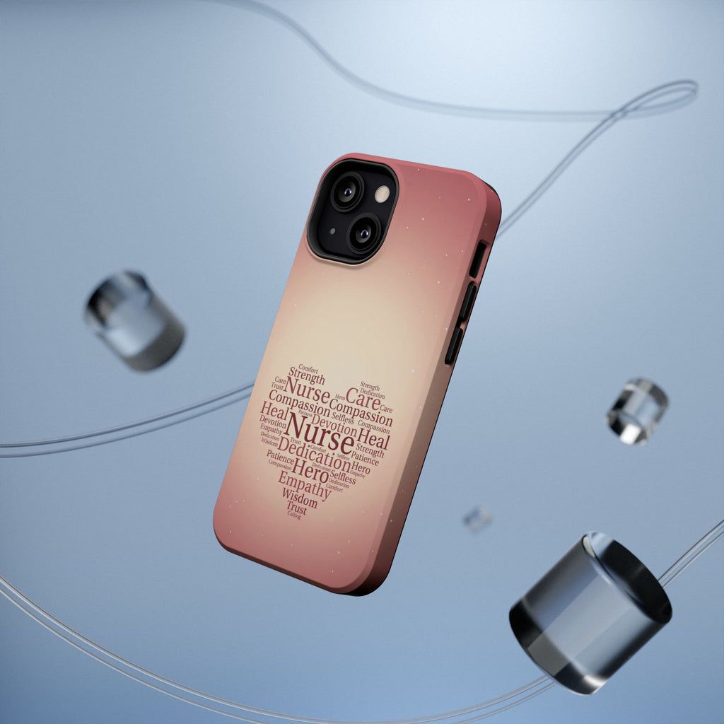 Nurse Heart Word Art Phone Case — Impact-Resistant Wireless Charging Cover