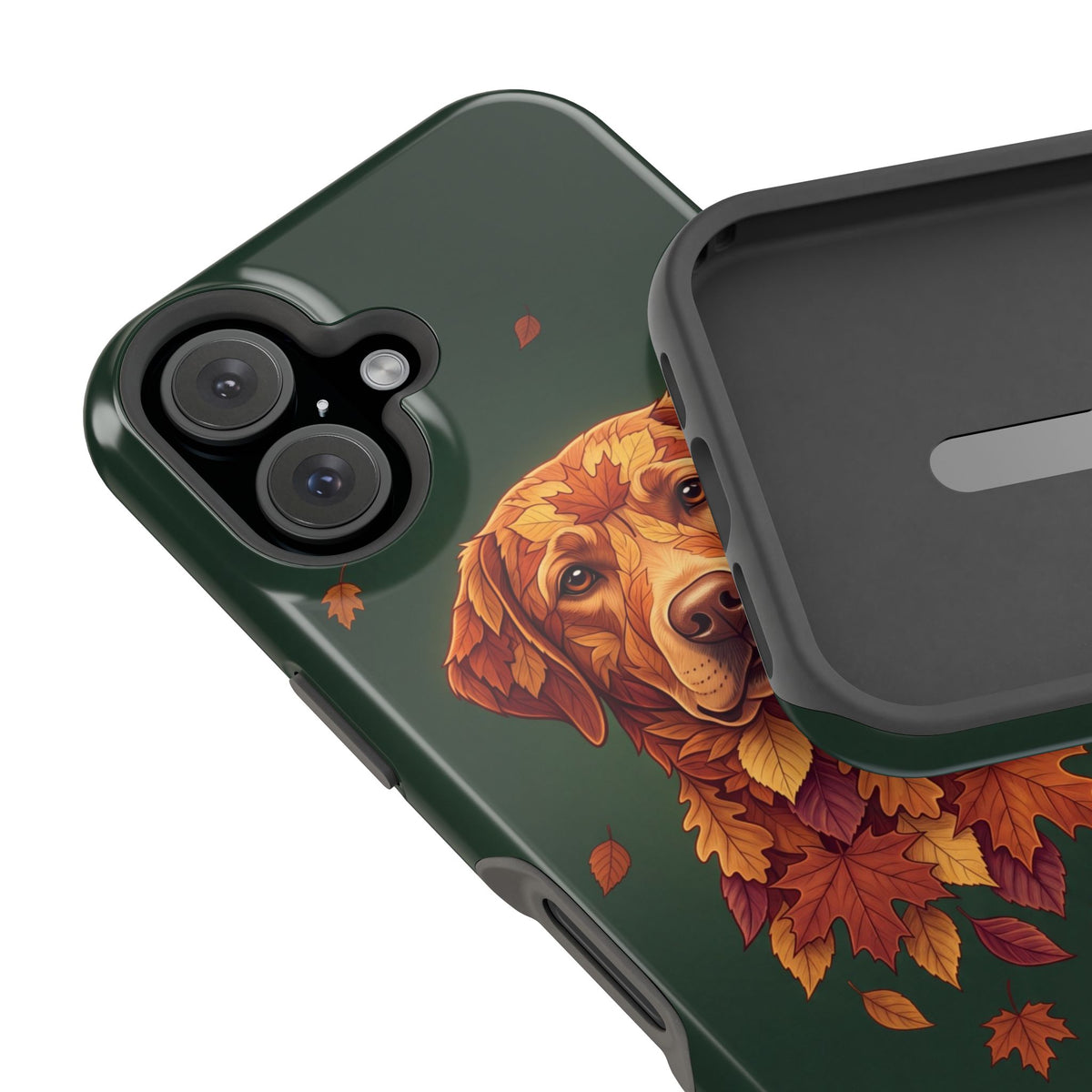 Autumn Leaves Labrador Phone Case — Tough Magnetic Case with Wireless Charging