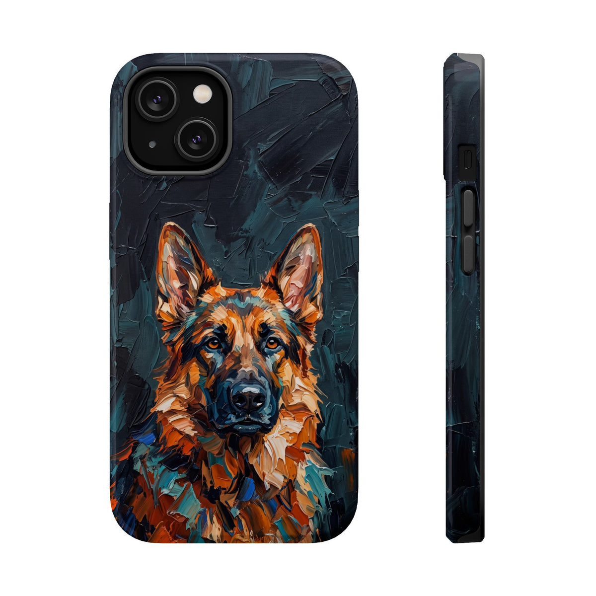 German Shepherd Phone Case | Palette Knife Painting Art — Tough Magnetic Case with Wireless Charging